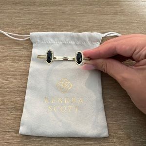 Kendra Scott Elton Gold Cuff Bracelet in Black Opaque Glass
